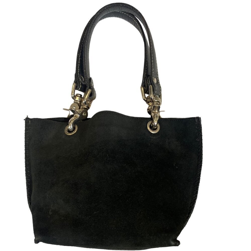IMPERIO jp Gamini Mini Suede Bag With‎ Topstitching in Black 289K